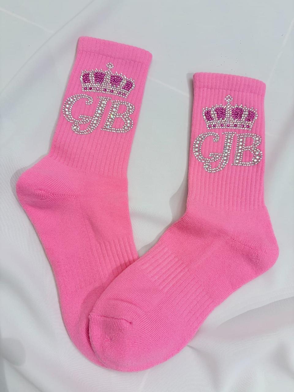 Pink CJB Rhinestone Socks view 2