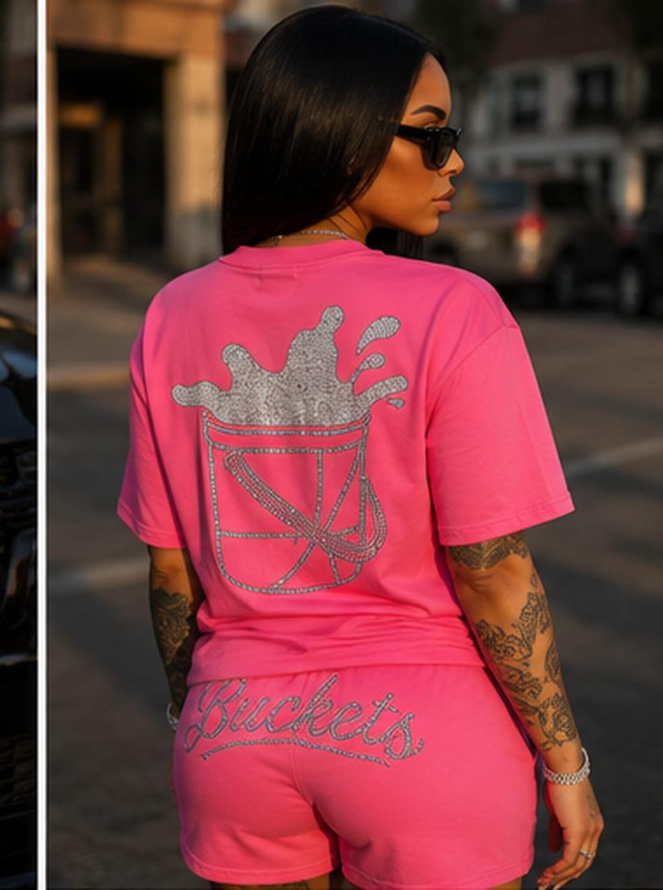 Pink CJB Rhinestone T-Shirt view 2