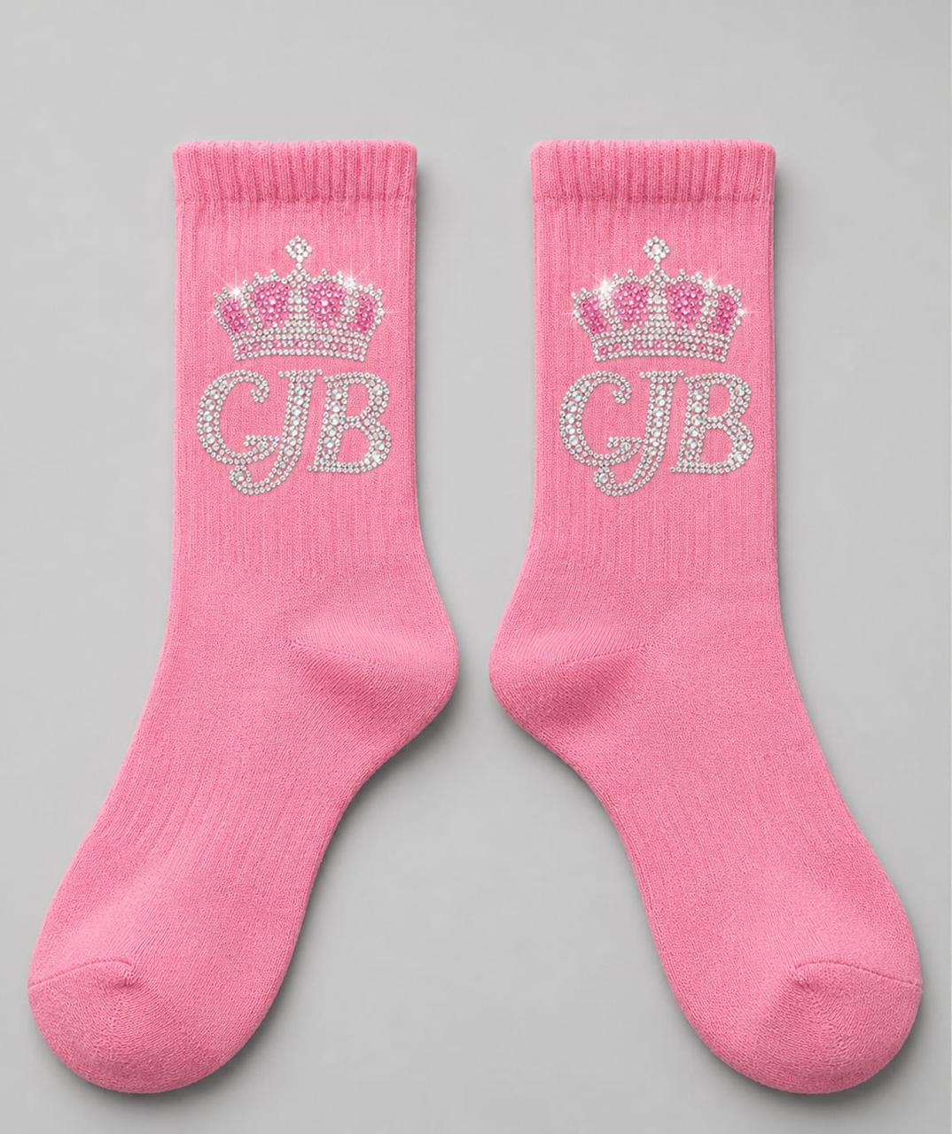 Pink CJB Rhinestone Socks