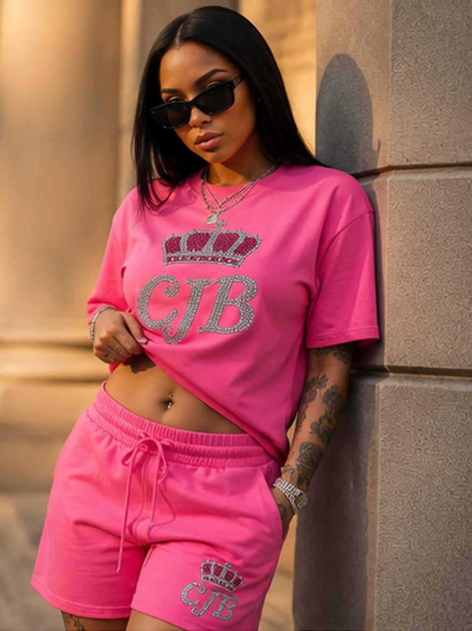 Pink CJB Rhinestone T-Shirt