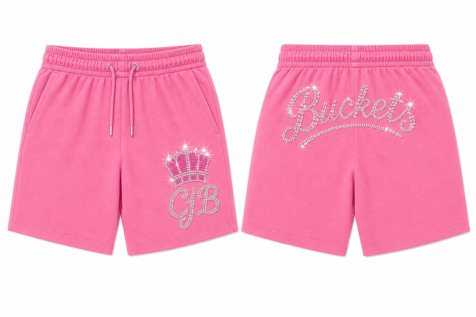 Pink CJB Rhinestone Shorts